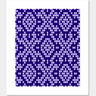 Grid Paper White Geometric Pattern Vector Art Blue Accent Posters and Art